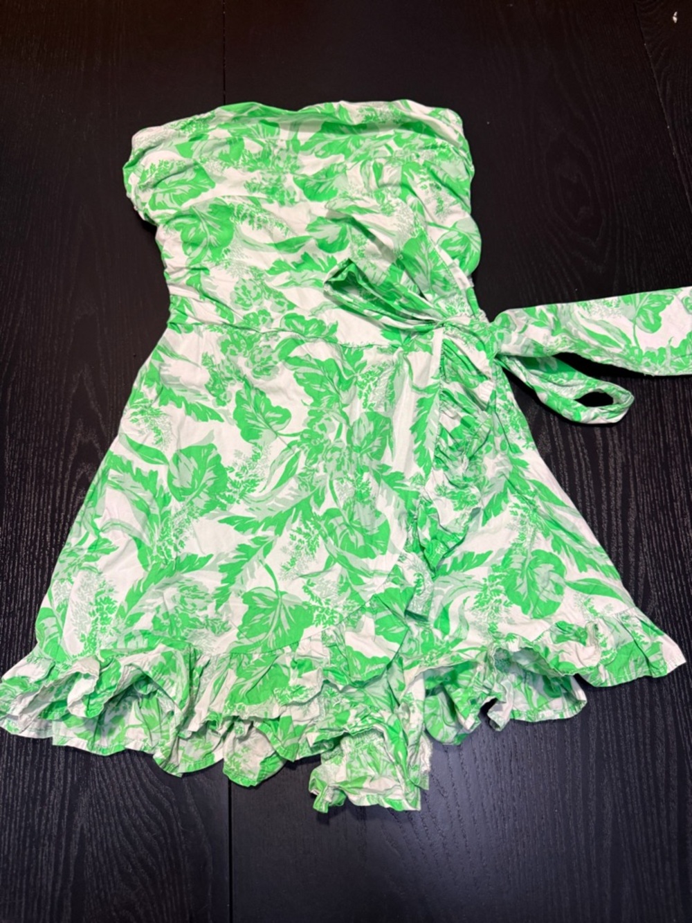 Olivaceous Green & White Tropical Romper